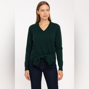 Jejia Italy Tie-Front Wool Blend Sweater Dark Green Size 42 (US 6–8) NWT